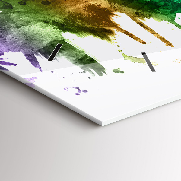 Horizontální skleněné hodiny na stěnu Barevná Filadelfie