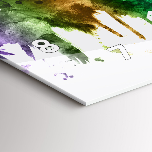 Horizontální skleněné hodiny na stěnu Barevná Filadelfie