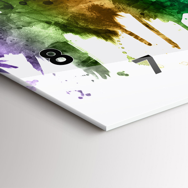 Horizontální skleněné hodiny na stěnu Barevná Filadelfie