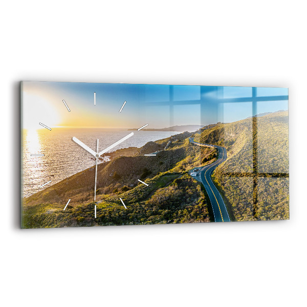Horizontální skleněné hodiny na stěnu Silnice v San Franciscu