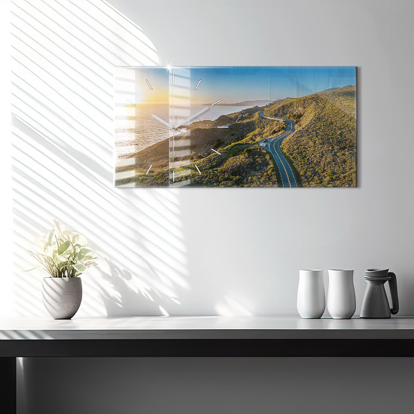 Horizontální skleněné hodiny na stěnu Silnice v San Franciscu