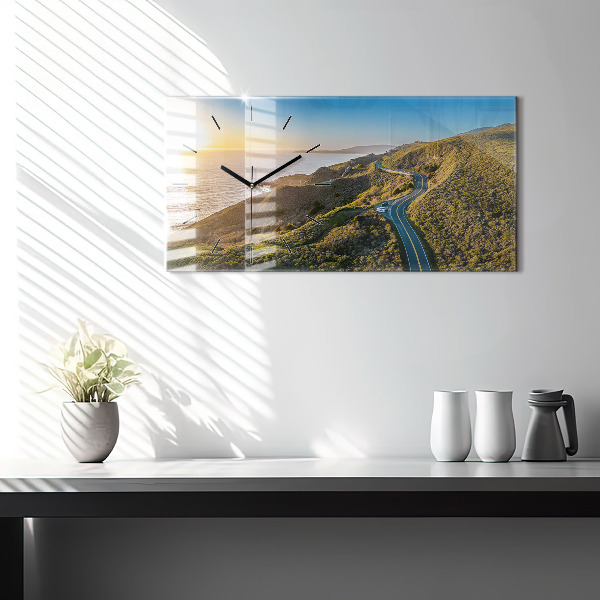 Horizontální skleněné hodiny na stěnu Silnice v San Franciscu