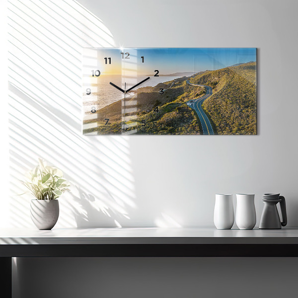 Horizontální skleněné hodiny na stěnu Silnice v San Franciscu