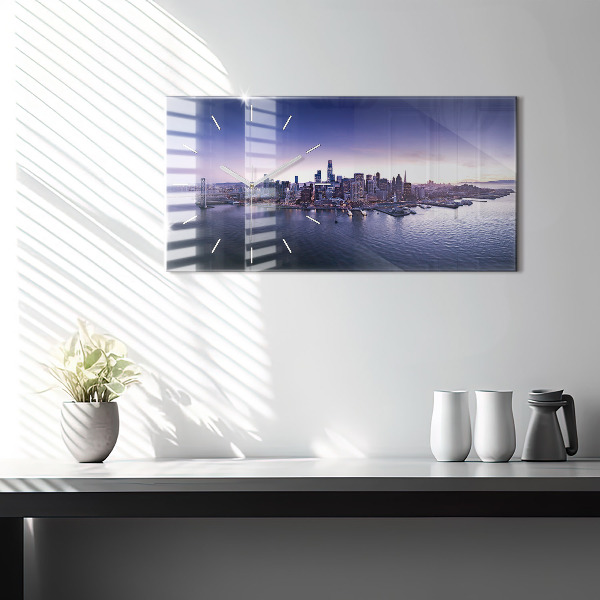Horizontální skleněné hodiny na stěnu Pohled na San Francisco