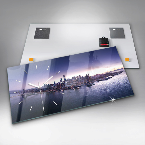 Horizontální skleněné hodiny na stěnu Pohled na San Francisco