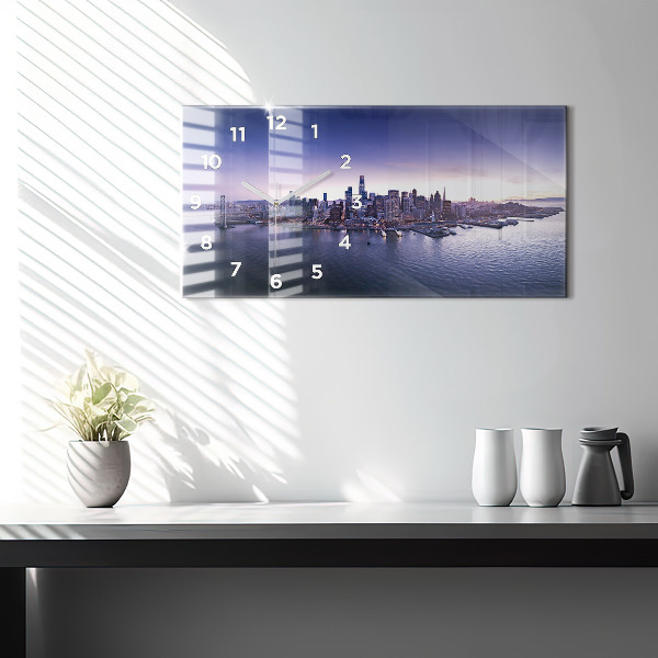 Horizontální skleněné hodiny na stěnu Pohled na San Francisco
