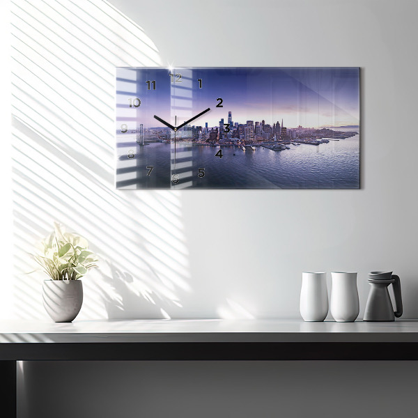 Horizontální skleněné hodiny na stěnu Pohled na San Francisco