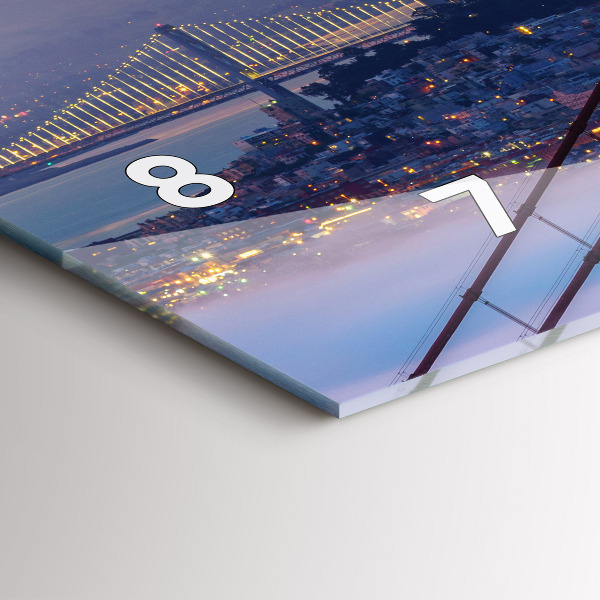 Horizontální hodiny na skle Sanfranciský most