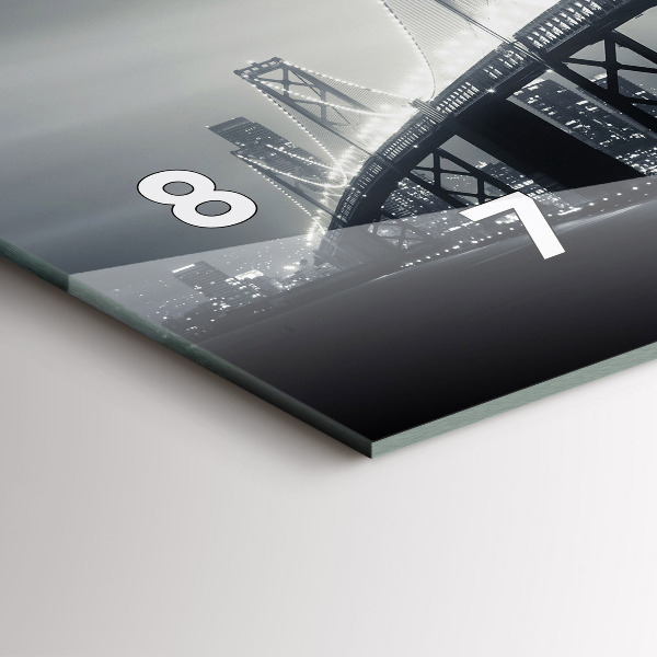 Horizontální skleněné hodiny na stěnu Most v nočním San Franciscu