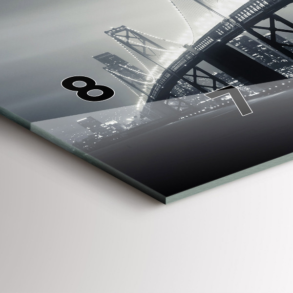 Horizontální skleněné hodiny na stěnu Most v nočním San Franciscu