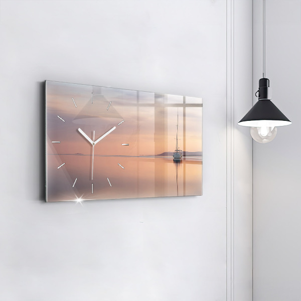 Horizontální skleněné hodiny na stěnu Balaton USA