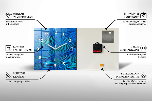 Horizontální skleněné hodiny na stěnu Balaton USA