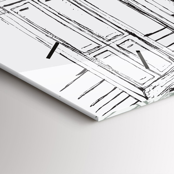 Horizontální hodiny na skle Kresba města Provence