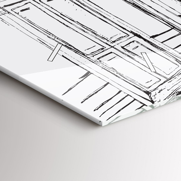 Horizontální hodiny na skle Kresba města Provence