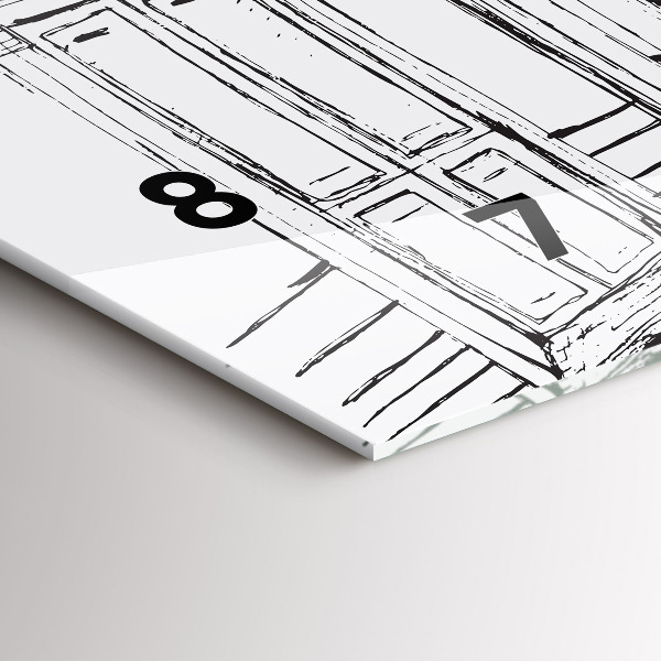 Horizontální hodiny na skle Kresba města Provence