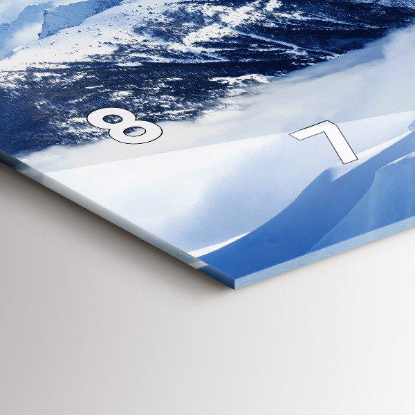 Horizontální skleněné hodiny na stěnu Panorama hor