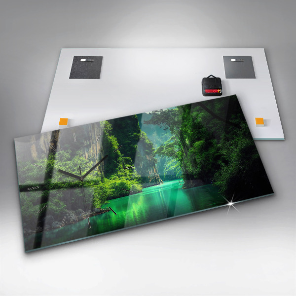 Horizontální skleněné hodiny na stěnu Přírodní krajina Thajska