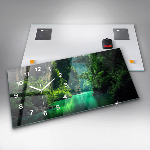 Horizontální skleněné hodiny na stěnu Přírodní krajina Thajska