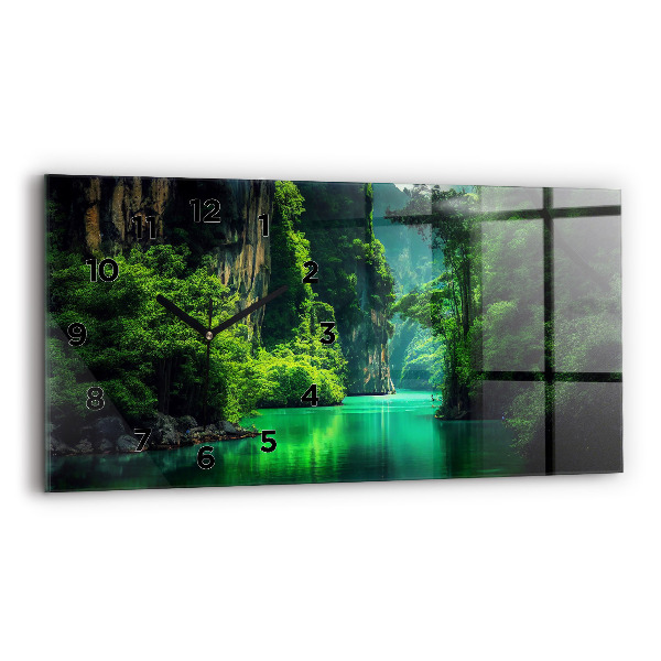 Horizontální skleněné hodiny na stěnu Přírodní krajina Thajska