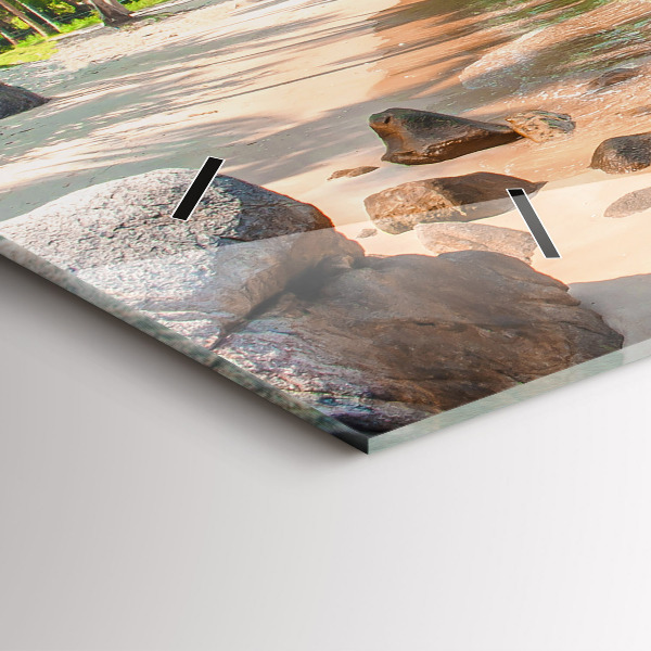 Horizontální skleněné hodiny na stěnu Krásná pláž v Thajsku