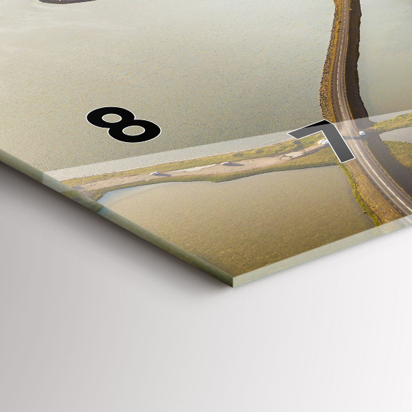 Horizontální skleněné hodiny na stěnu Silnice na Islandu