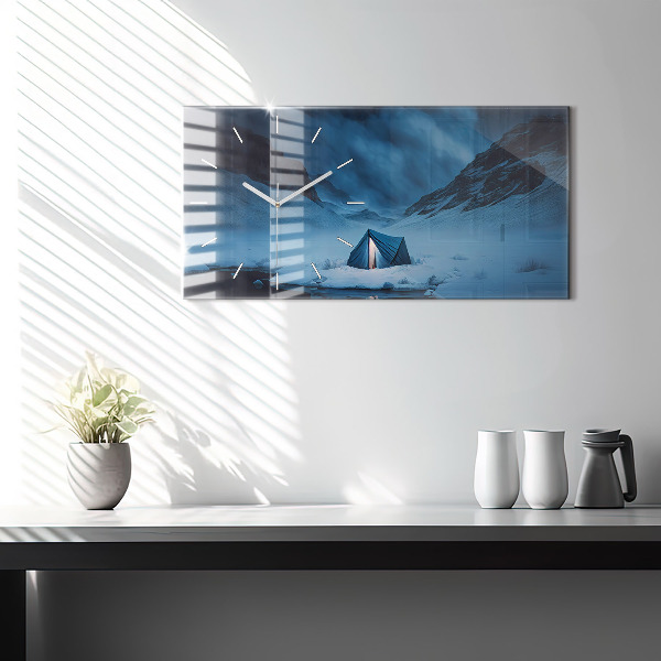 Horizontální skleněné hodiny na stěnu Stan v islandských horách