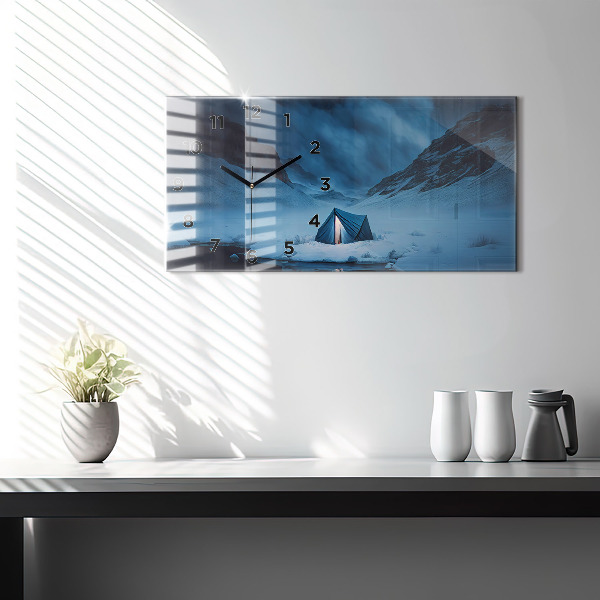 Horizontální skleněné hodiny na stěnu Stan v islandských horách