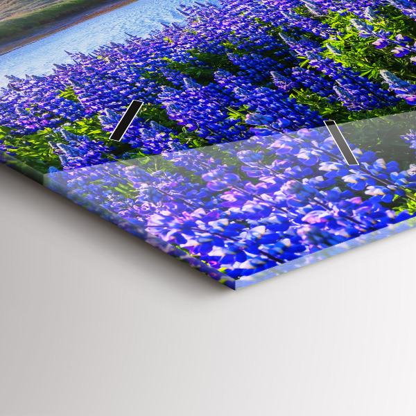 Horizontální hodiny na skle Pohled na hory Island