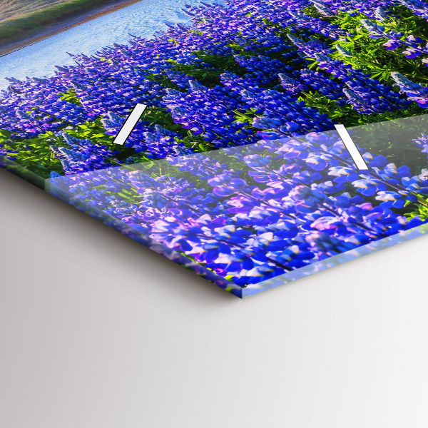 Horizontální hodiny na skle Pohled na hory Island