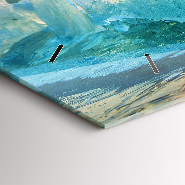 Horizontální hodiny na skle Ledovec a východ slunce