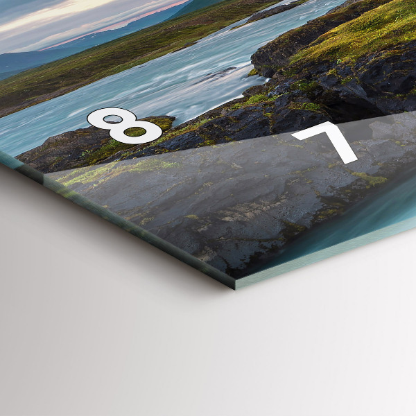 Horizontální hodiny na skle Krajina s vodopádem