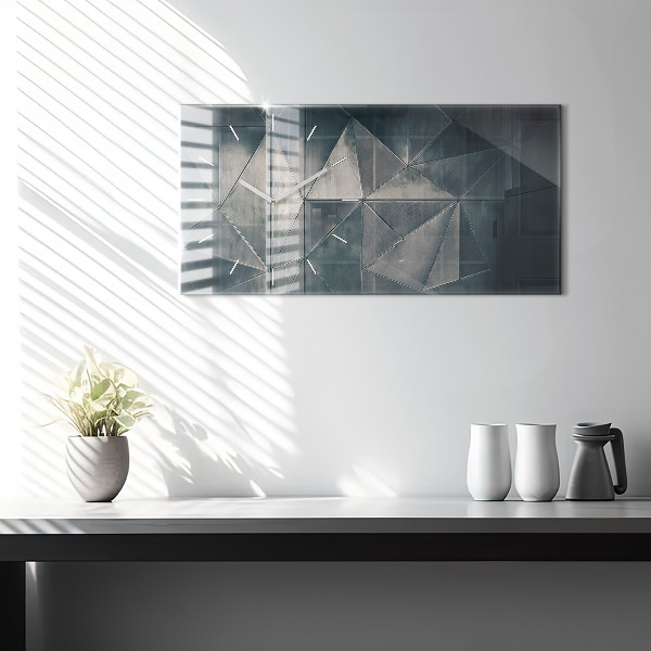 Horizontální hodiny na skle Kovové abstraktní trojúhelníky
