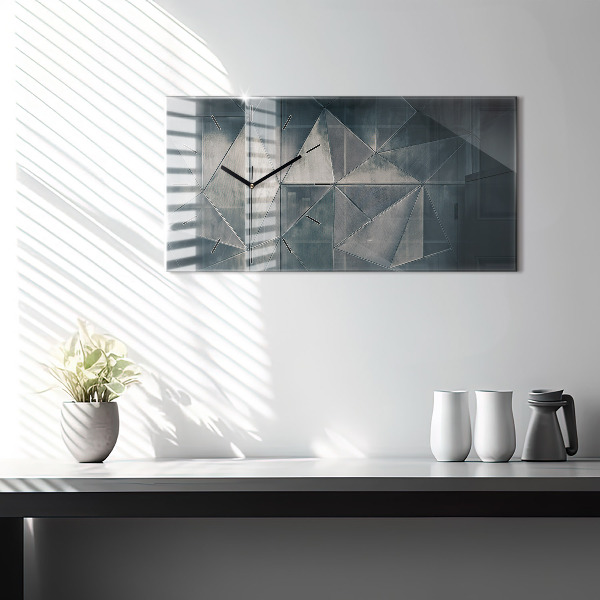 Horizontální hodiny na skle Kovové abstraktní trojúhelníky