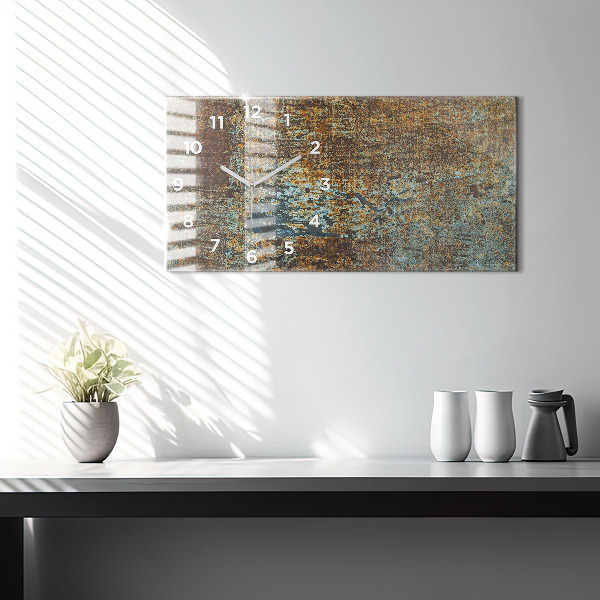 Horizontální hodiny na skle Textura starého kovu