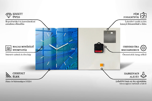 Horizontální hodiny na skle Šedá geometrická abstrakce
