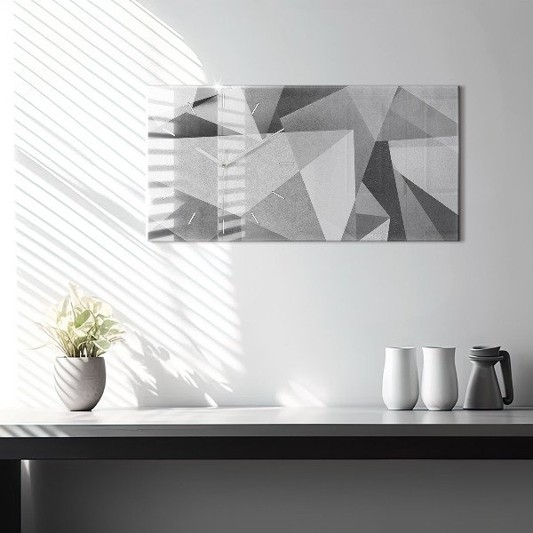 Horizontální hodiny na skle Šedá geometrická abstrakce