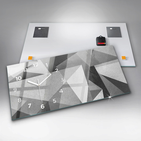 Horizontální hodiny na skle Šedá geometrická abstrakce