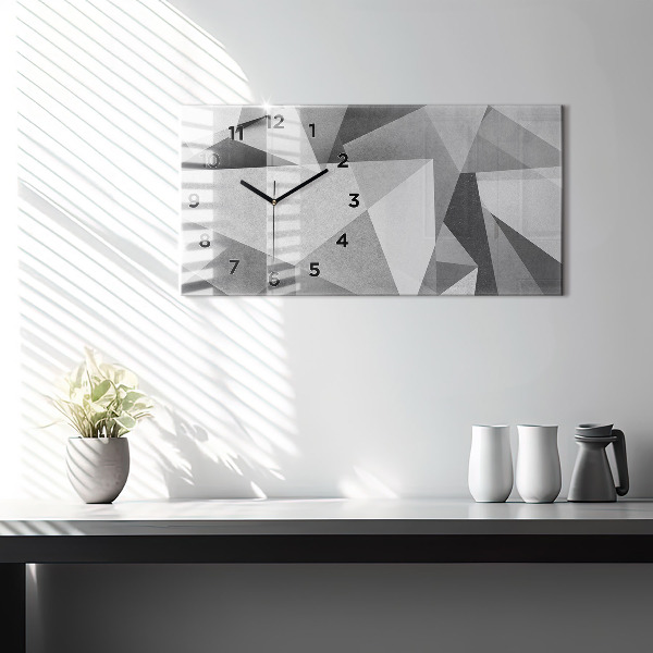 Horizontální hodiny na skle Šedá geometrická abstrakce