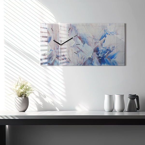 Horizontální skleněné hodiny na stěnu Textura abstraktní barvy