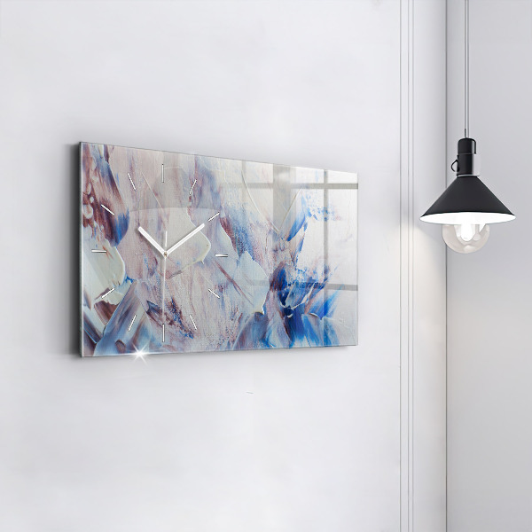Horizontální skleněné hodiny na stěnu Textura abstraktní barvy