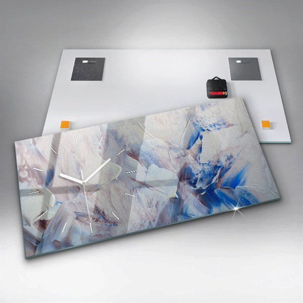 Horizontální skleněné hodiny na stěnu Textura abstraktní barvy