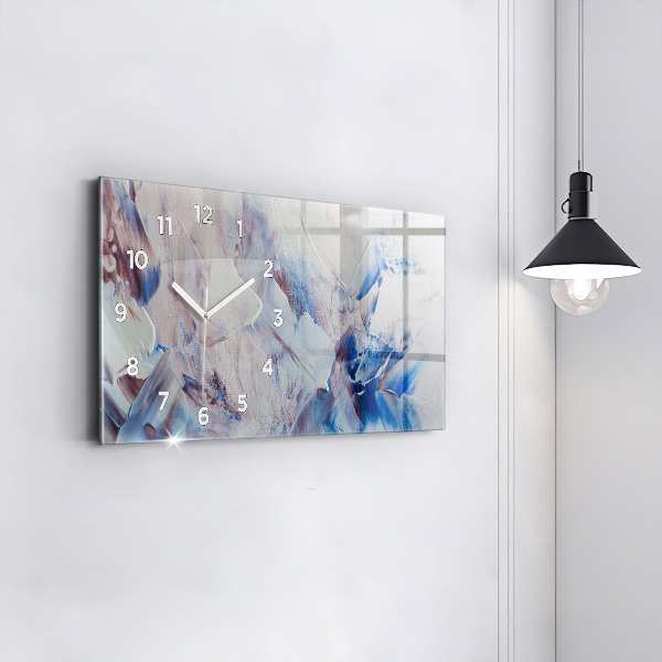 Horizontální skleněné hodiny na stěnu Textura abstraktní barvy