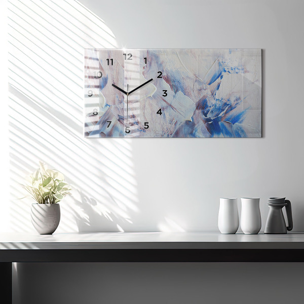 Horizontální skleněné hodiny na stěnu Textura abstraktní barvy