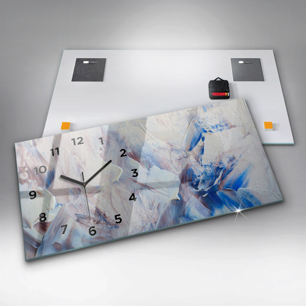 Horizontální skleněné hodiny na stěnu Textura abstraktní barvy