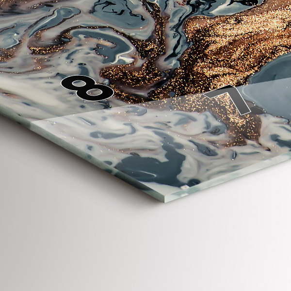 Horizontální skleněné hodiny na stěnu Mramorové umění abstraktní