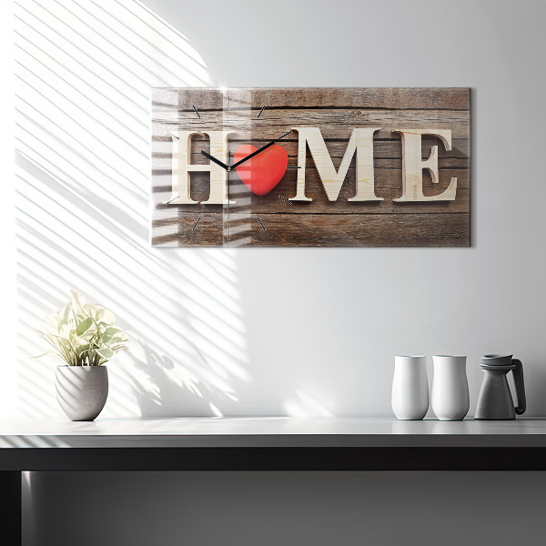 Horizontální hodiny na skle Nápis na domě