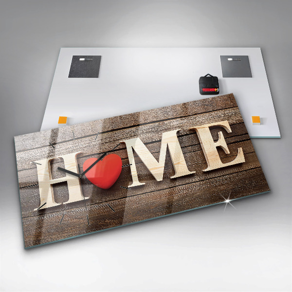 Horizontální hodiny na skle Nápis na domě