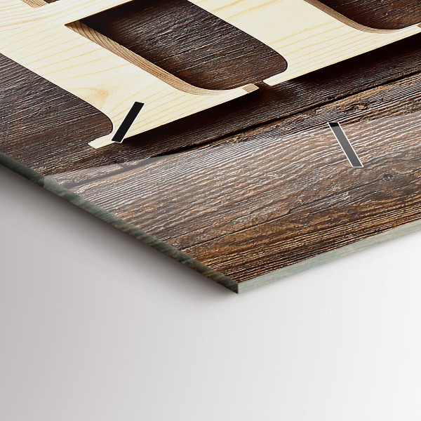 Horizontální hodiny na skle Nápis na domě