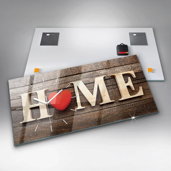 Horizontální hodiny na skle Nápis na domě