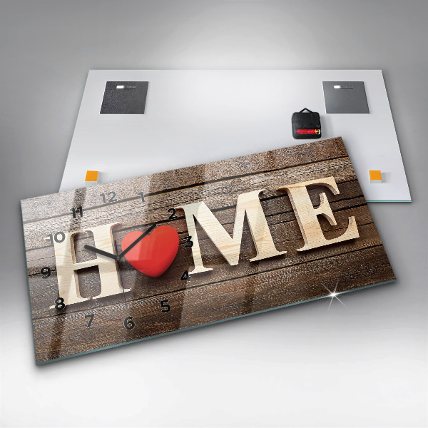 Horizontální hodiny na skle Nápis na domě